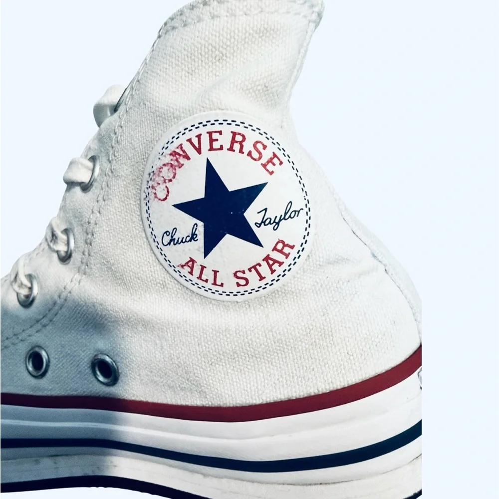 Converse All Star Youth White High-Tops with Red and Blue Trim Youth Size 13